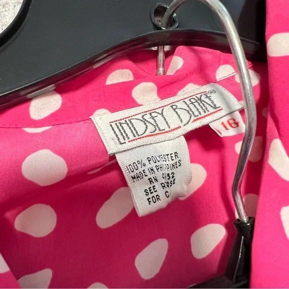 Vintage Lindsey Blake Pink & White Polka Dot 2 Piece Skirt & Blouse Set - Picture 5 of 7